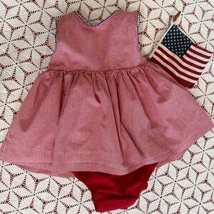Edgehill Collection (Dillard’s) Red & White Gingham Dress + Red Bloomers - 12 Mo